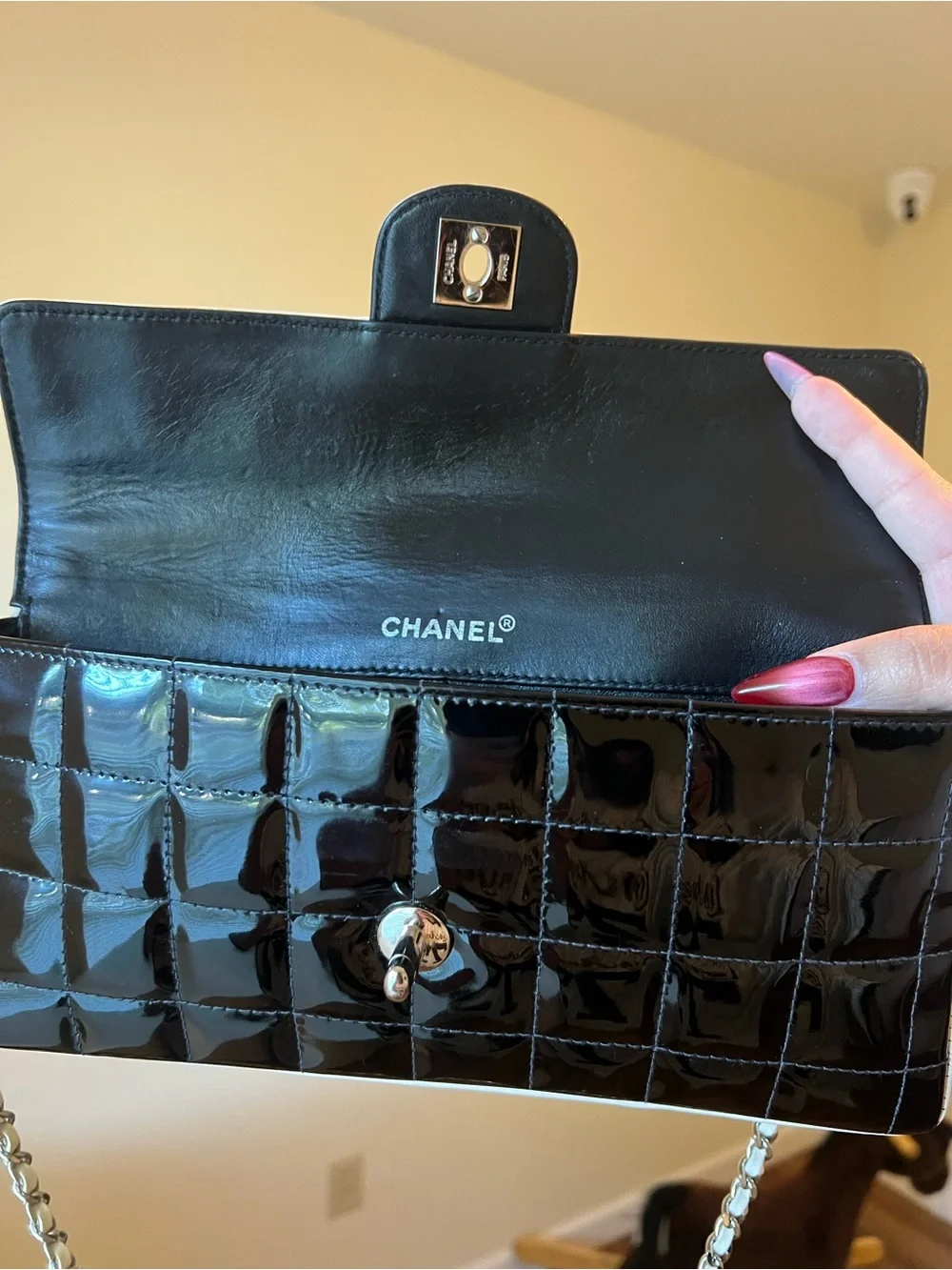 CHANEL east west chocolate bar bag